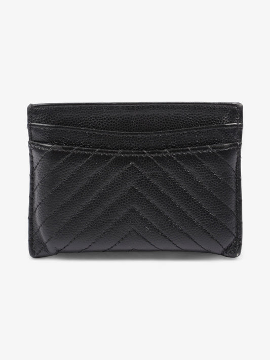 Chanel Chevron Card Holder Black Caviar Leather