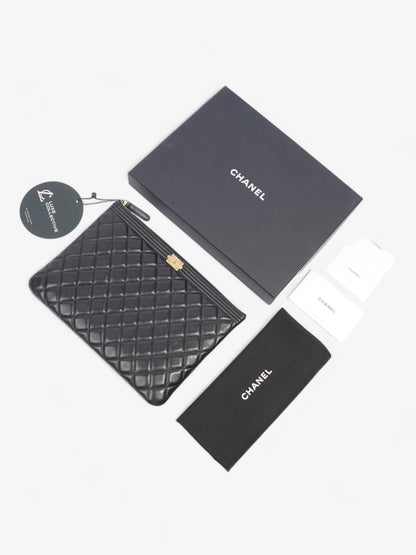 Chanel Medium Boy Pouch Black Lambskin Leather