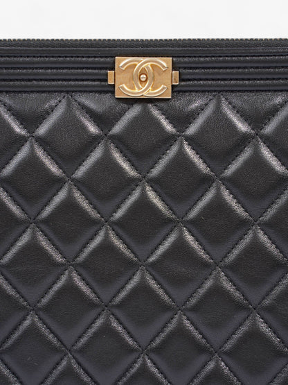 Chanel Medium Boy Pouch Black Lambskin Leather