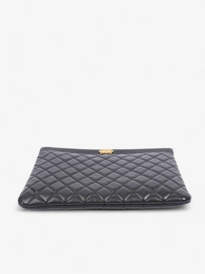 Chanel Medium Boy Pouch Black Lambskin Leather