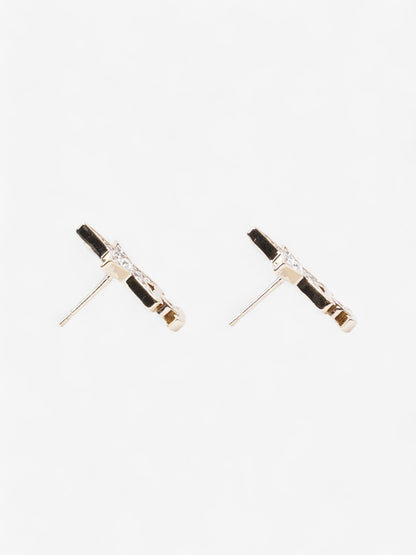 Chanel CC Star Crystal Earrings Light Gold / White Base Metal