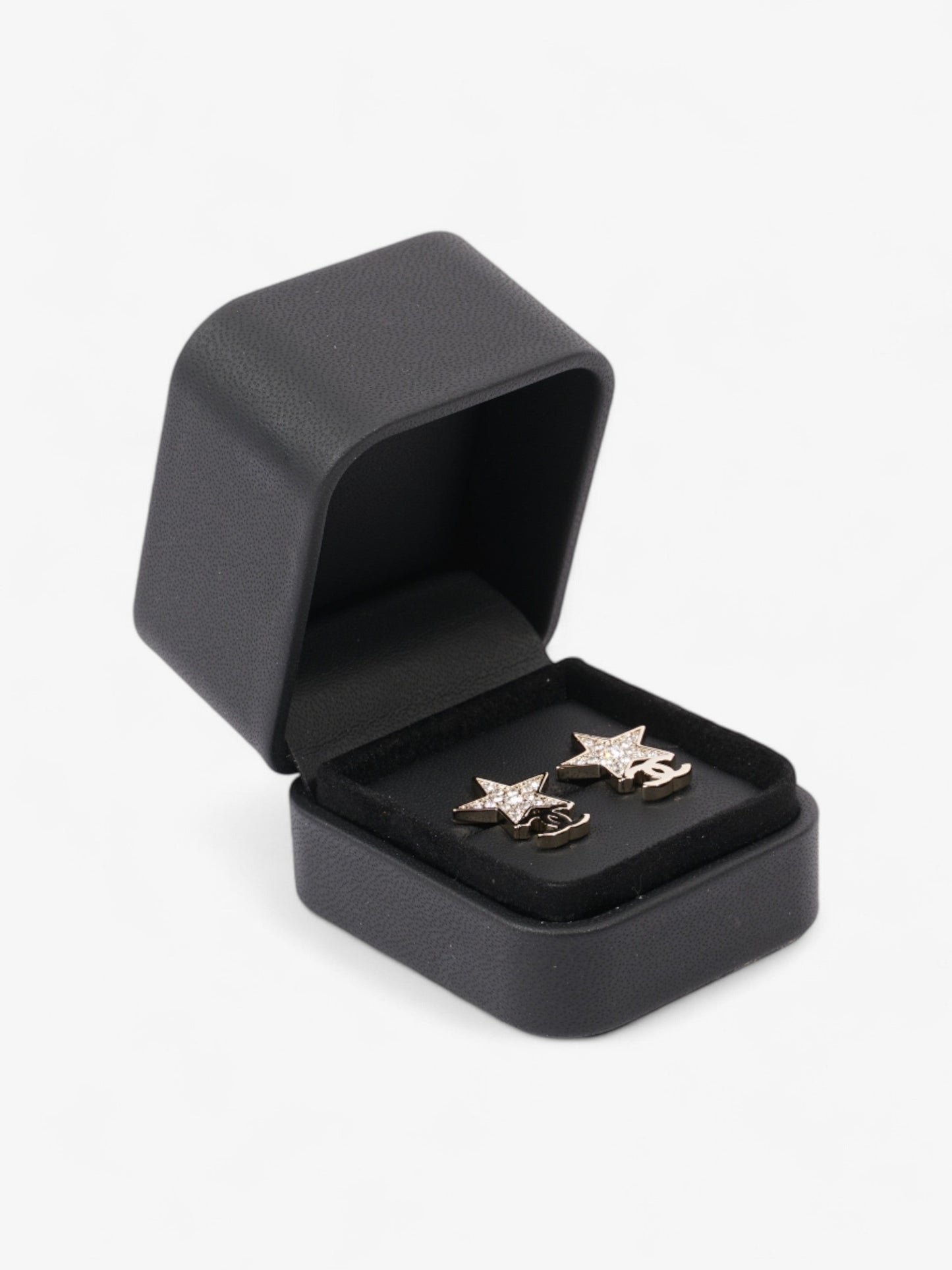 Chanel CC Star Crystal Earrings Light Gold / White Base Metal