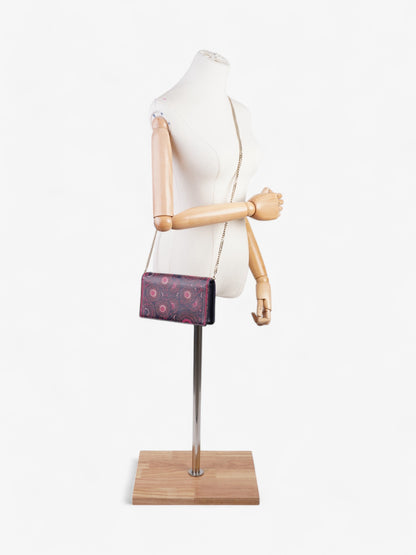 Christian Dior Animal Print Wallet on Chain Pink / Navy Blue Calfskin Leather