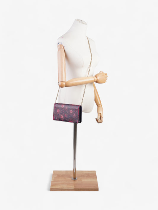 Christian Dior Animal Print Wallet on Chain Pink / Navy Blue Calfskin Leather
