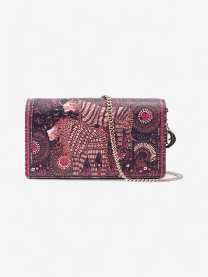 Christian Dior Animal Print Wallet on Chain Pink / Navy Blue Calfskin Leather