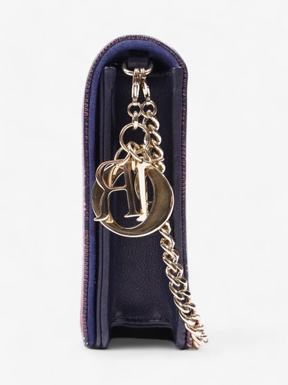Christian Dior Animal Print Wallet on Chain Pink / Navy Blue Calfskin Leather