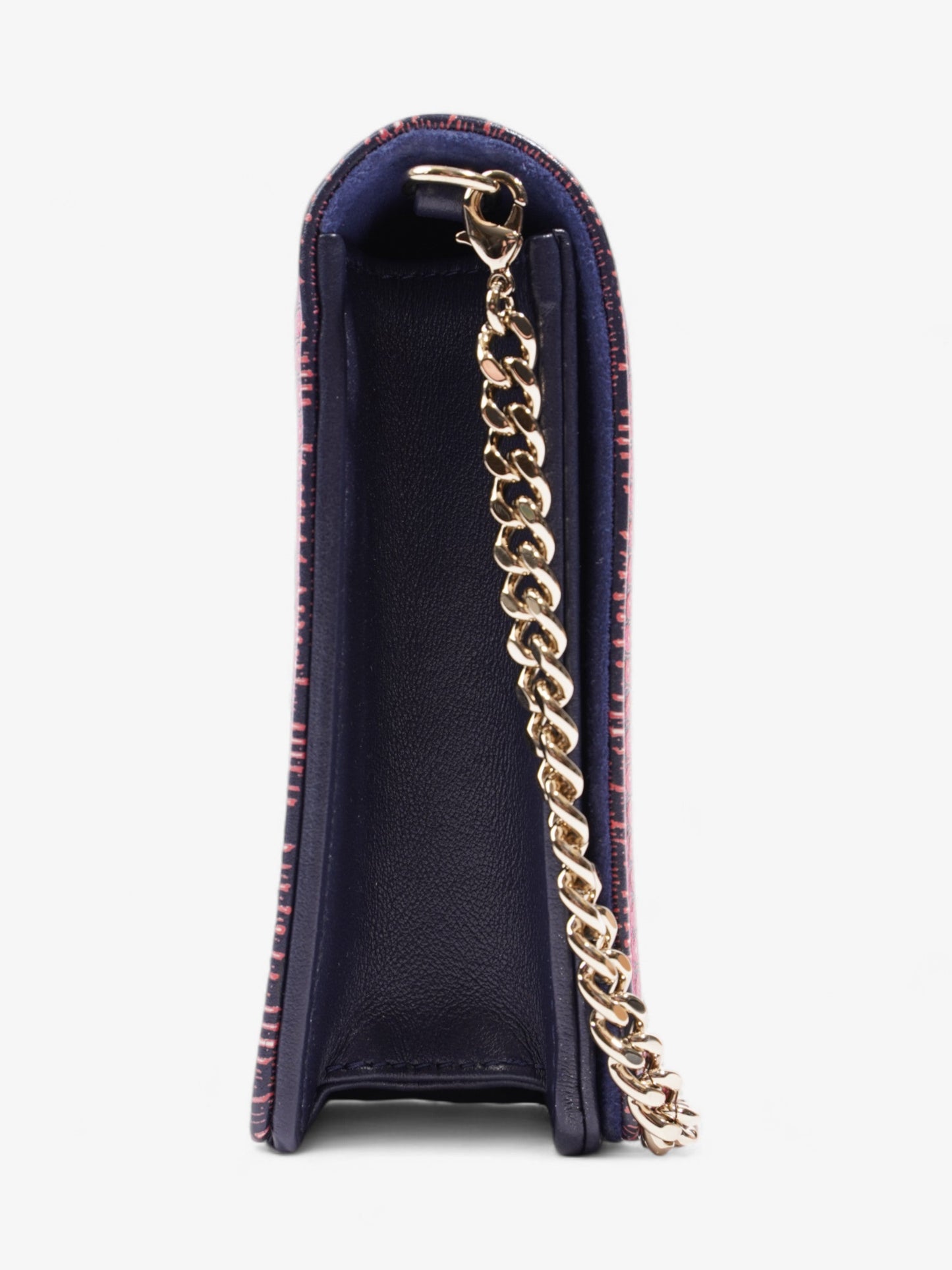 Christian Dior Animal Print Wallet on Chain Pink / Navy Blue Calfskin Leather