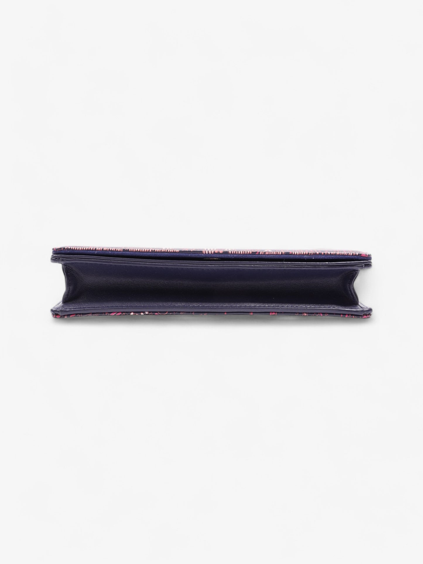Christian Dior Animal Print Wallet on Chain Pink / Navy Blue Calfskin Leather