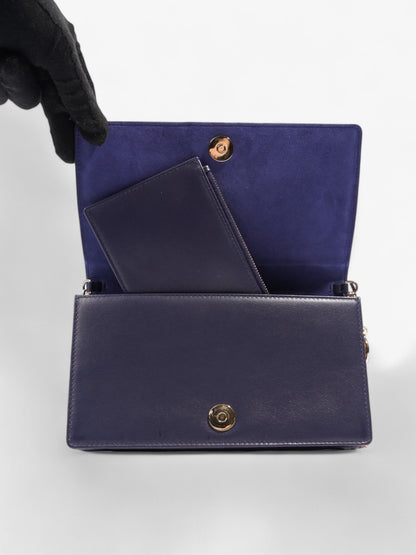 Christian Dior Animal Print Wallet on Chain Pink / Navy Blue Calfskin Leather