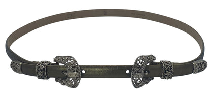 Rare Chanel 14A Paris Dallas metallic gold leather western belt Size 90/36
