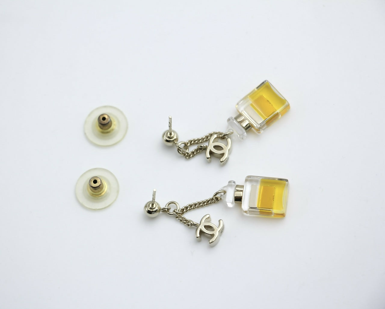 Chanel Vintage 08A Acrylic Perfume Bottle Stud Earrings