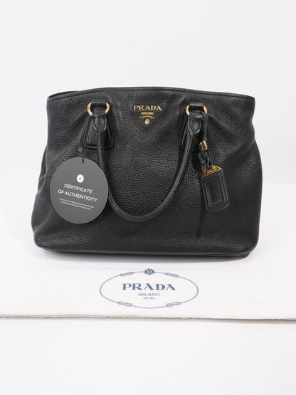 Prada Daino Tote Black Calfskin Leather