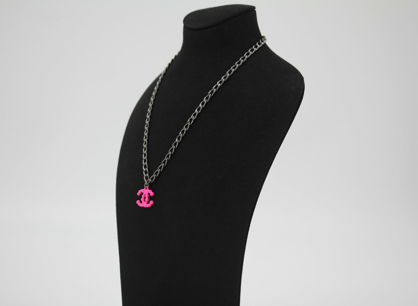 Chanel Vintage 04A Resin Fluorescent Pink CC Necklace
