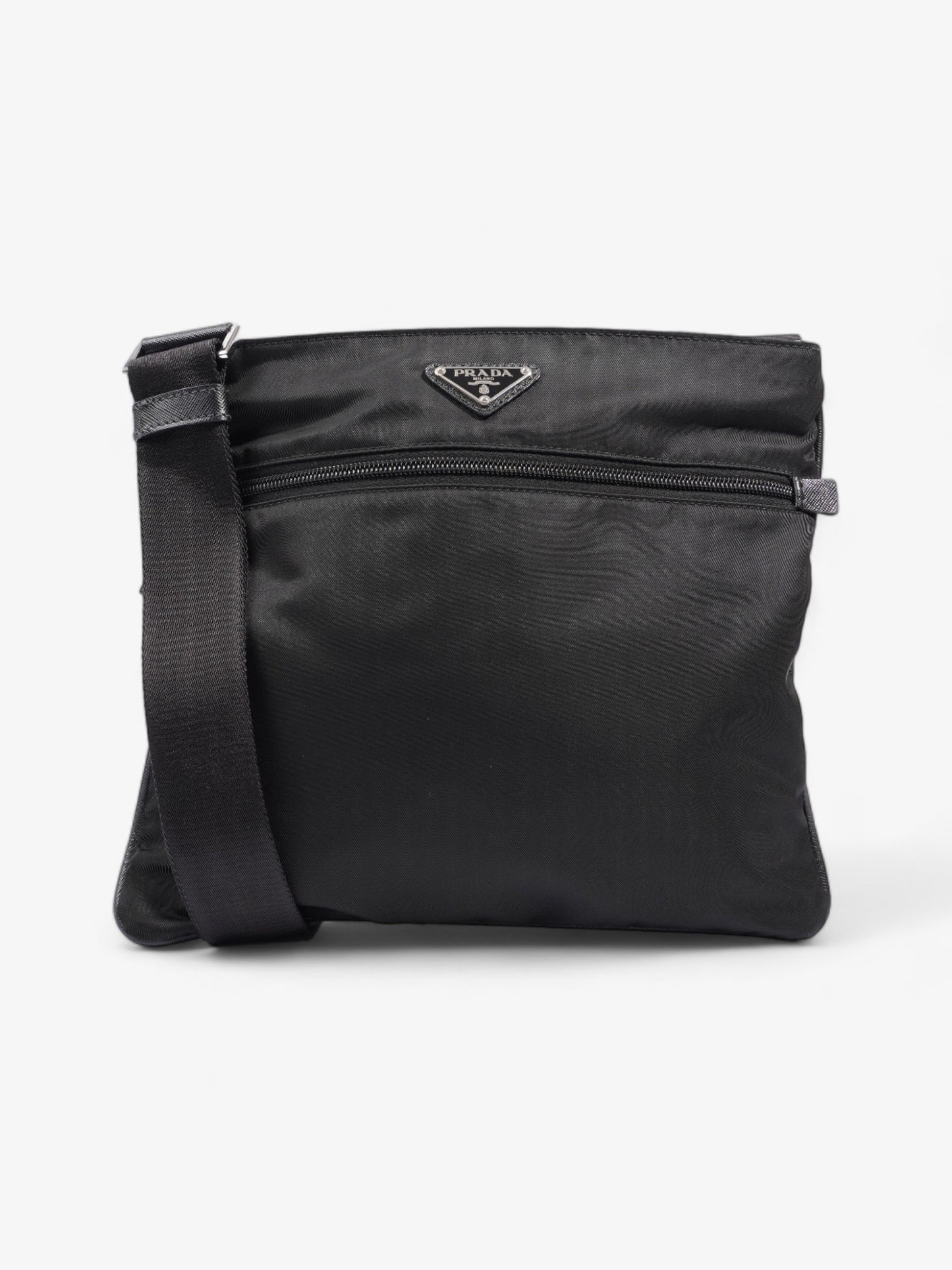 Prada Front Pocket Messenger Bag Black Nylon Medium