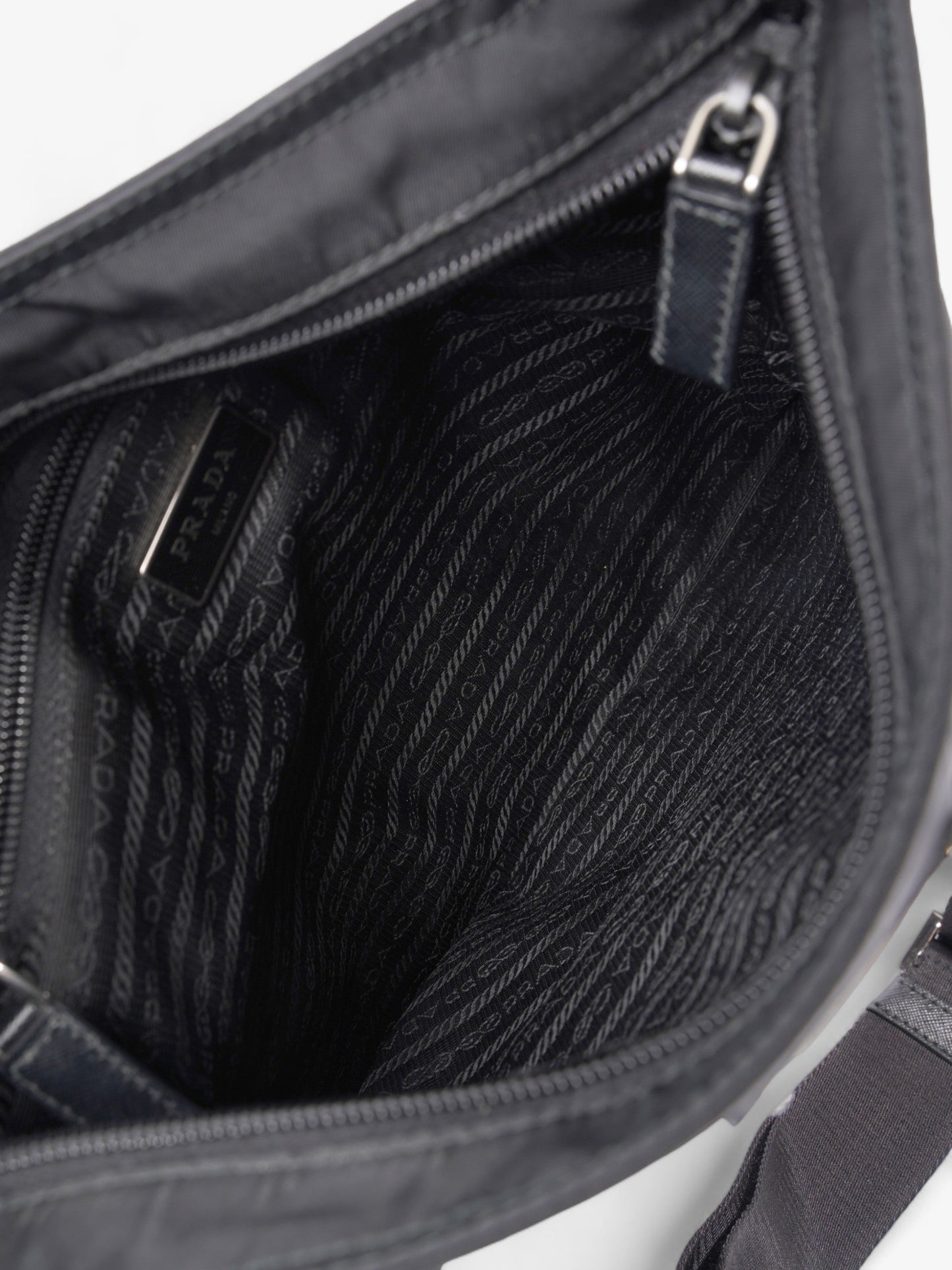Prada Front Pocket Messenger Bag Black Nylon Medium