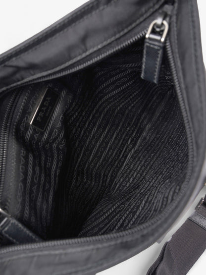 Prada Front Pocket Messenger Bag Black Nylon Medium