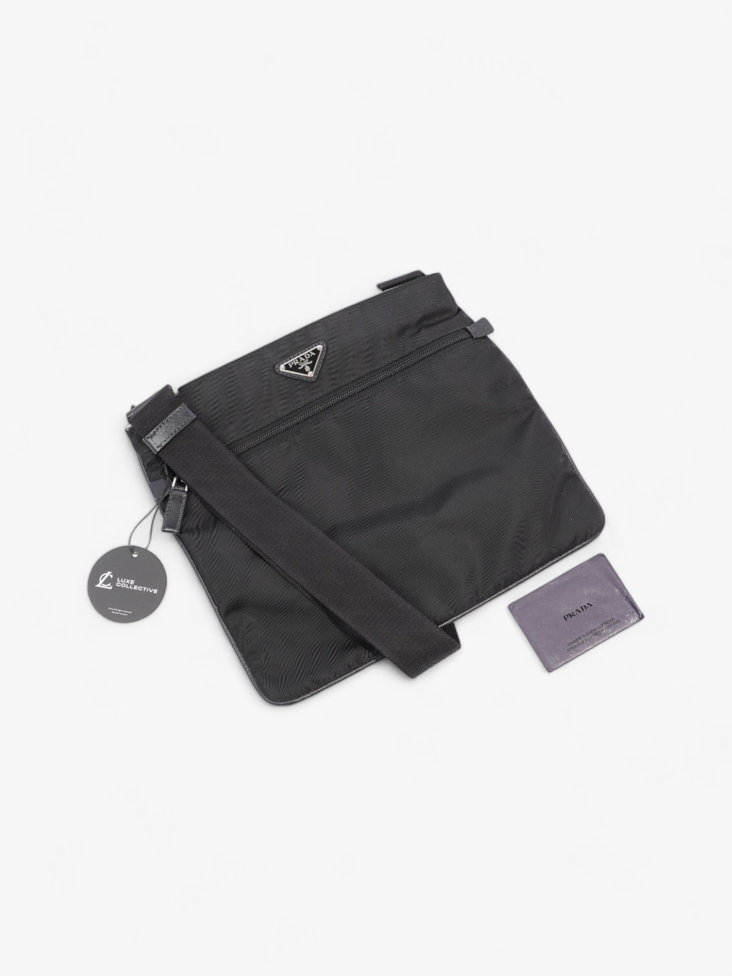 Prada Front Pocket Messenger Bag Black Nylon Medium