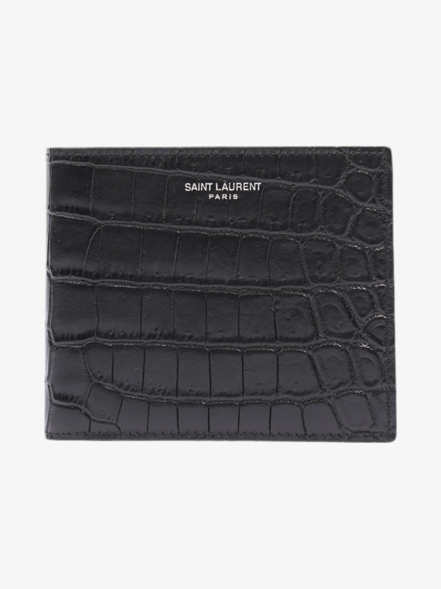 Saint Laurent Bi-Fold Wallet Black Embossed Leather