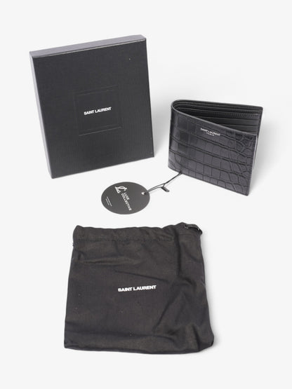 Saint Laurent Bi-Fold Wallet Black Embossed Leather