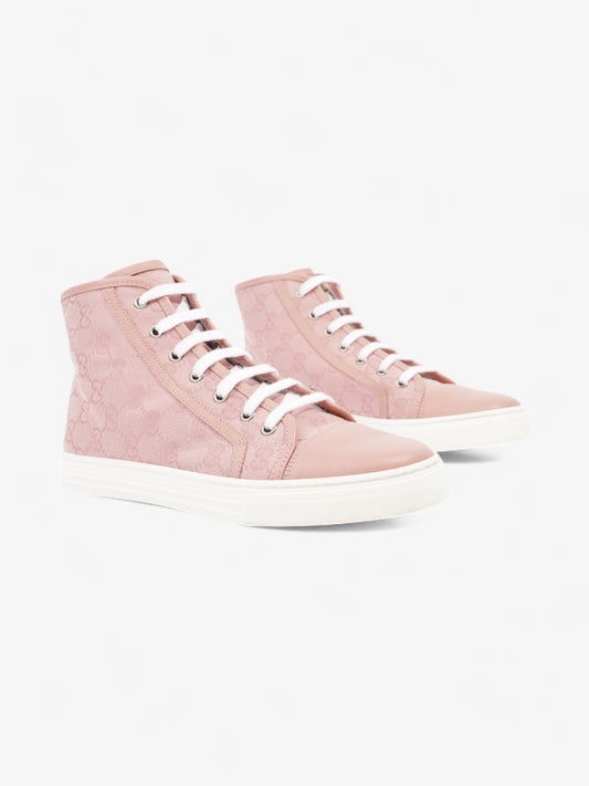 Gucci GG Monogram High-Top Sneakers Pink / White Canvas EU 38 UK 5