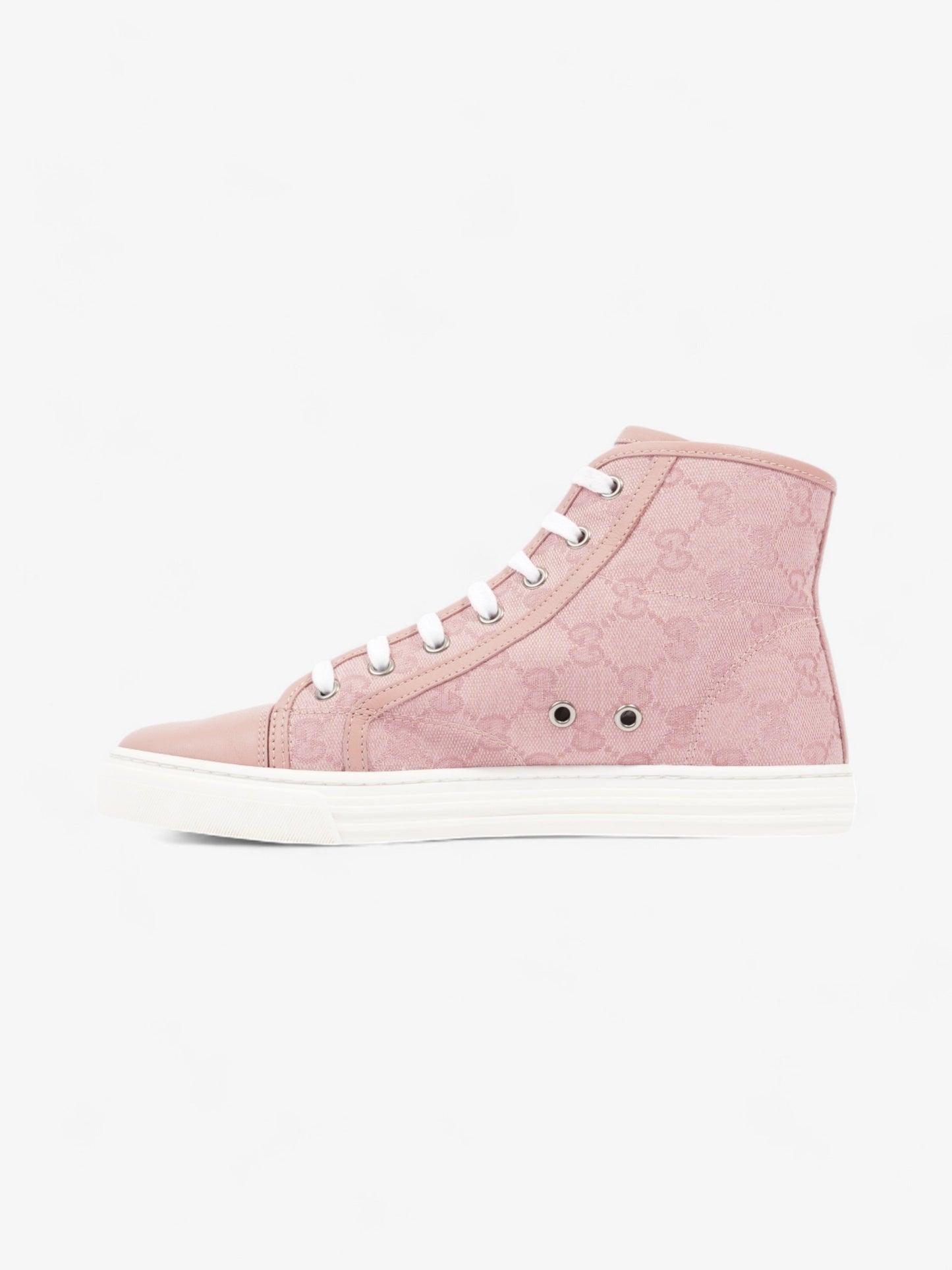 Gucci GG Monogram High-Top Sneakers Pink / White Canvas EU 38 UK 5