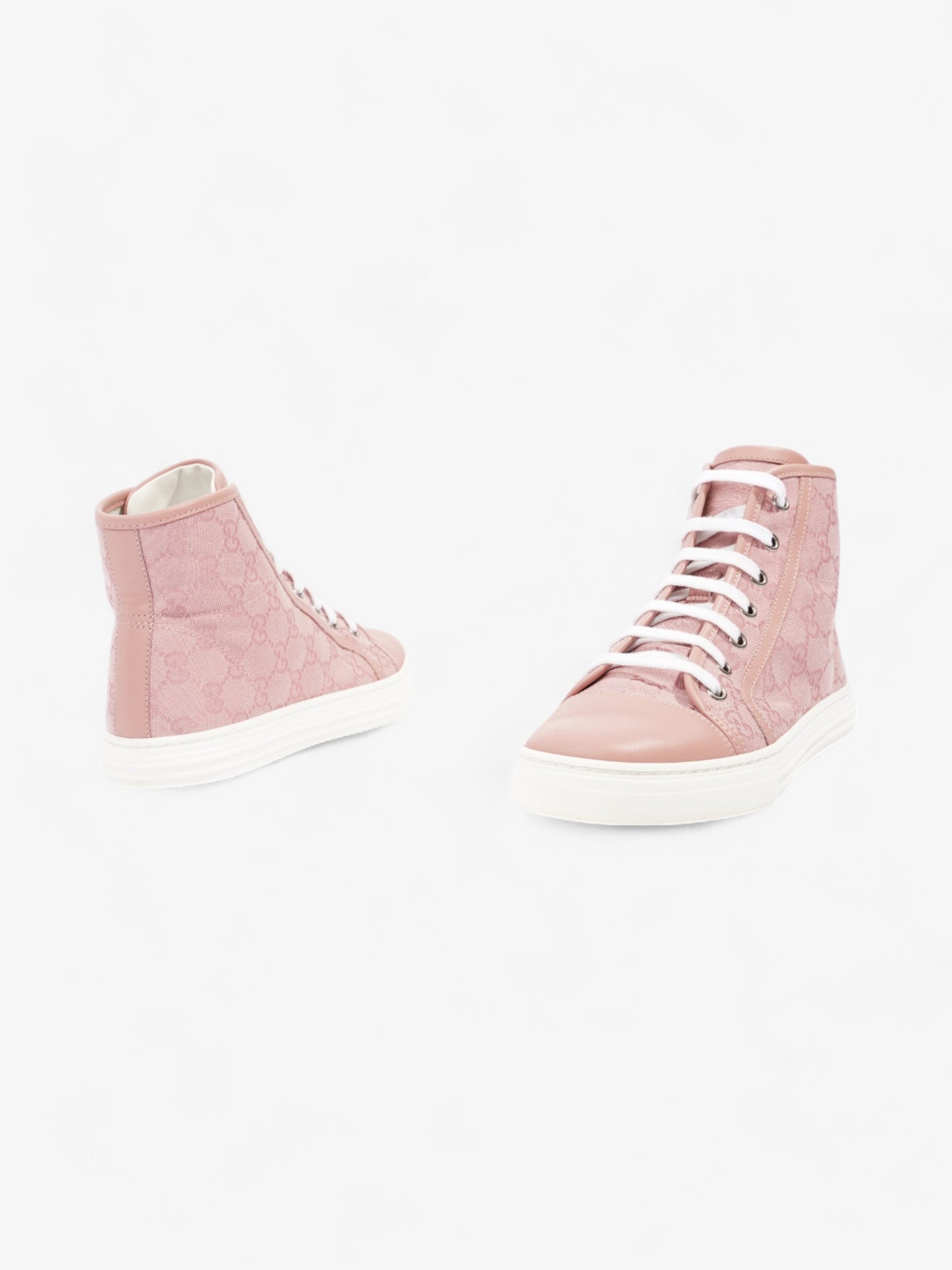 Gucci GG Monogram High-Top Sneakers Pink / White Canvas EU 38 UK 5