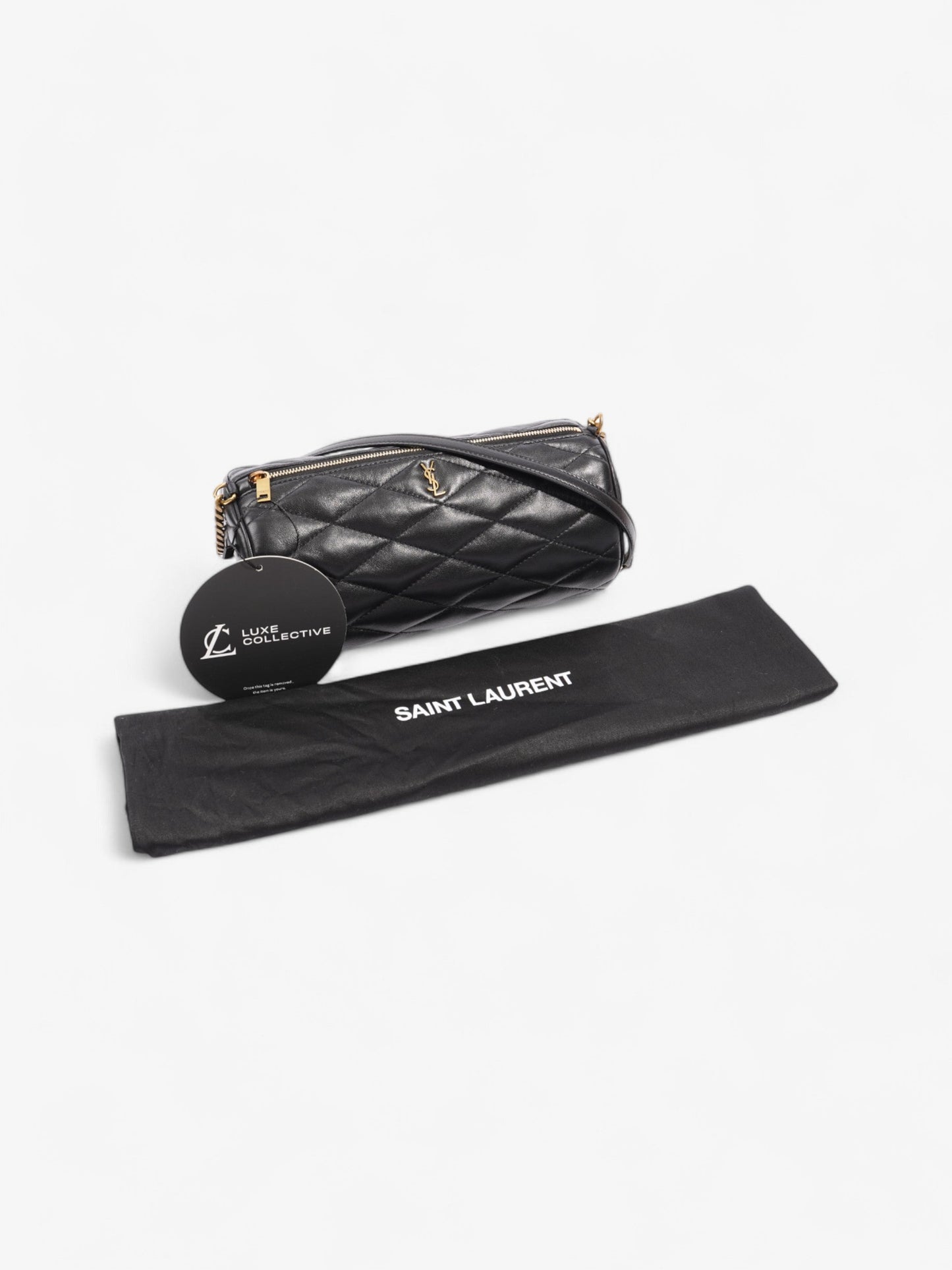 Saint Laurent Sade Tube Bag Black Lambskin Leather Small