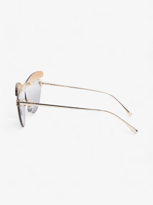 Fendi Cat Eye Sunglasses Gold Base Metal 145mm