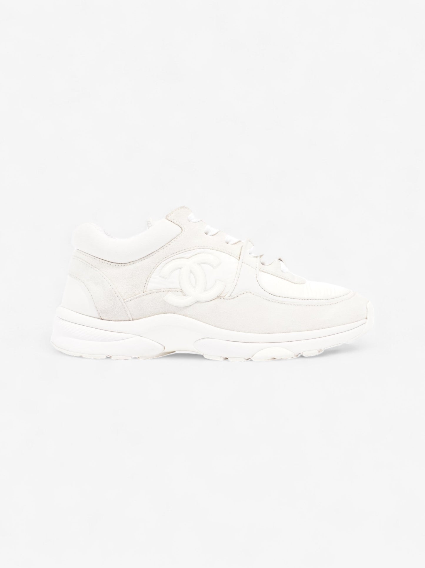 Chanel CC Logo Sneakers  White / Cream Suede EU 37.5 UK 4.5