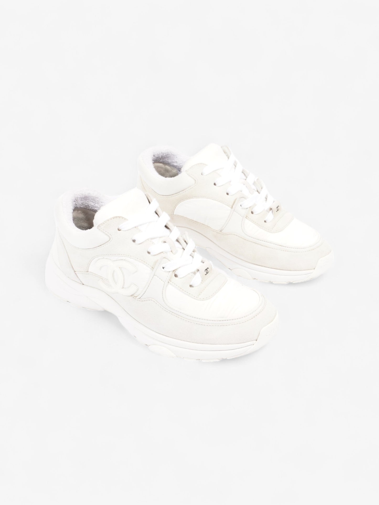 Chanel CC Logo Sneakers  White / Cream Suede EU 37.5 UK 4.5
