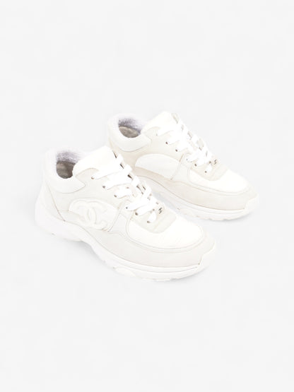 Chanel CC Logo Sneakers  White / Cream Suede EU 37.5 UK 4.5