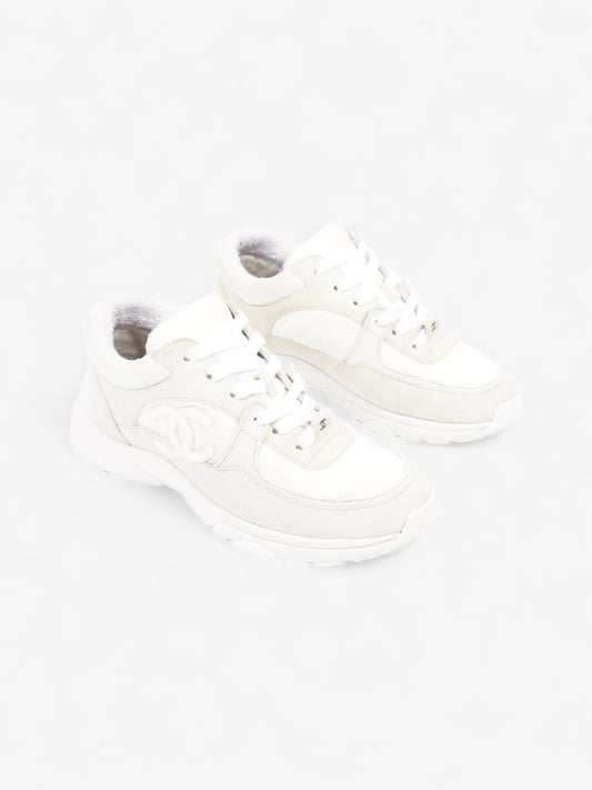 Chanel CC Logo Sneakers  White / Cream Suede EU 37.5 UK 4.5