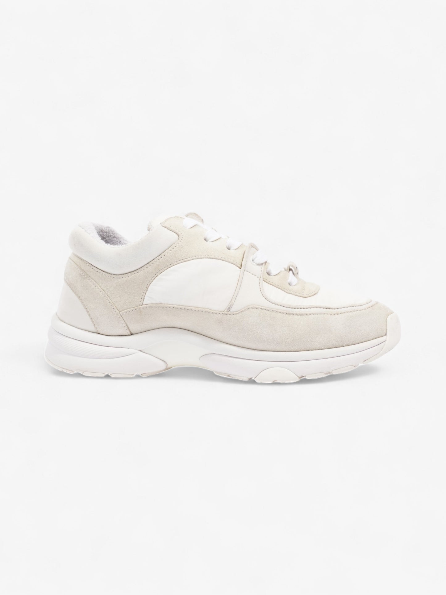 Chanel CC Logo Sneakers  White / Cream Suede EU 37.5 UK 4.5