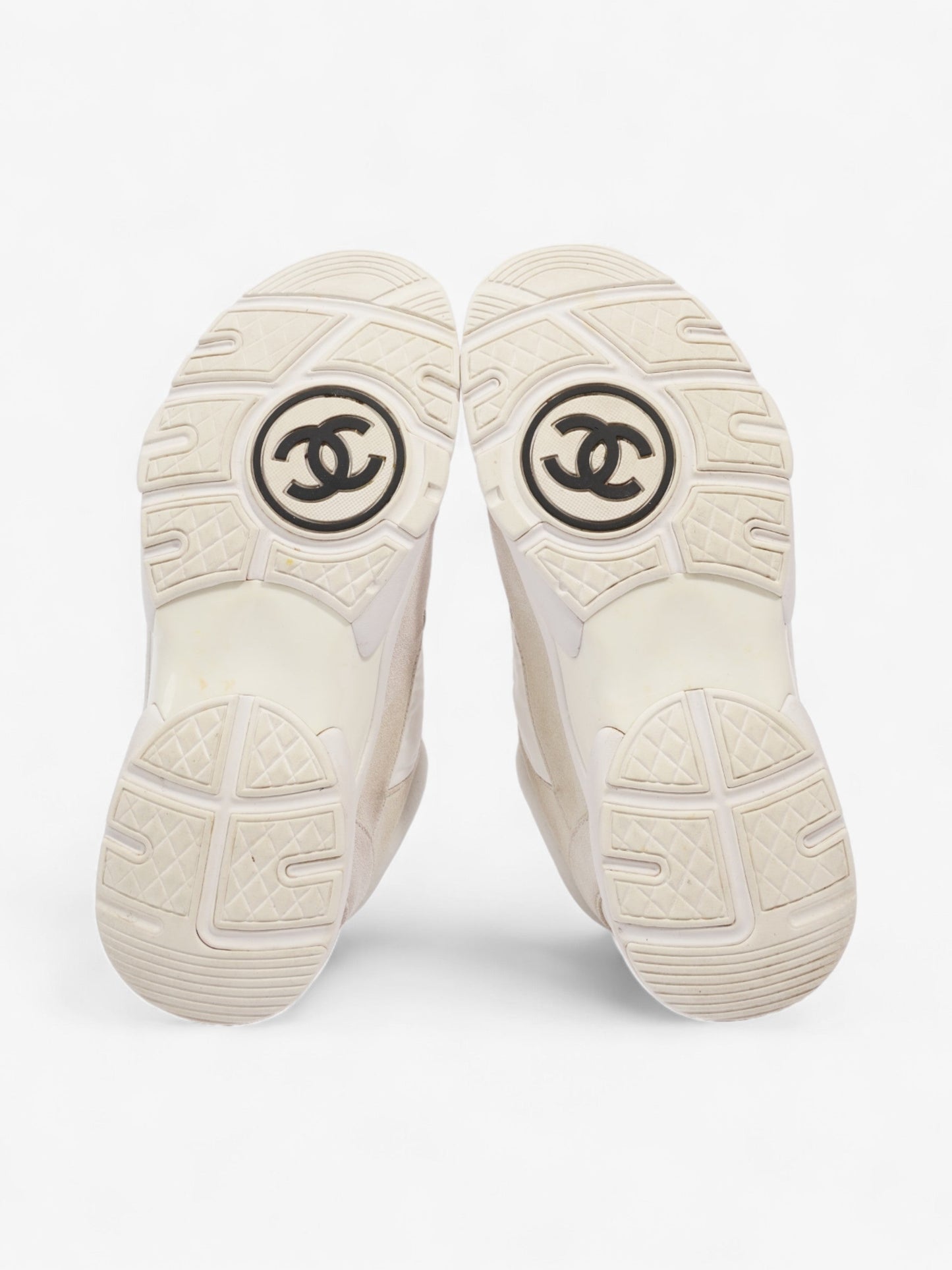 Chanel CC Logo Sneakers  White / Cream Suede EU 37.5 UK 4.5