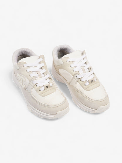 Chanel CC Logo Sneakers  White / Cream Suede EU 37.5 UK 4.5