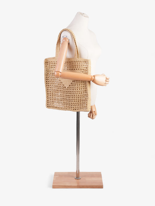 Prada Crochet Tote Natural Raffia Small