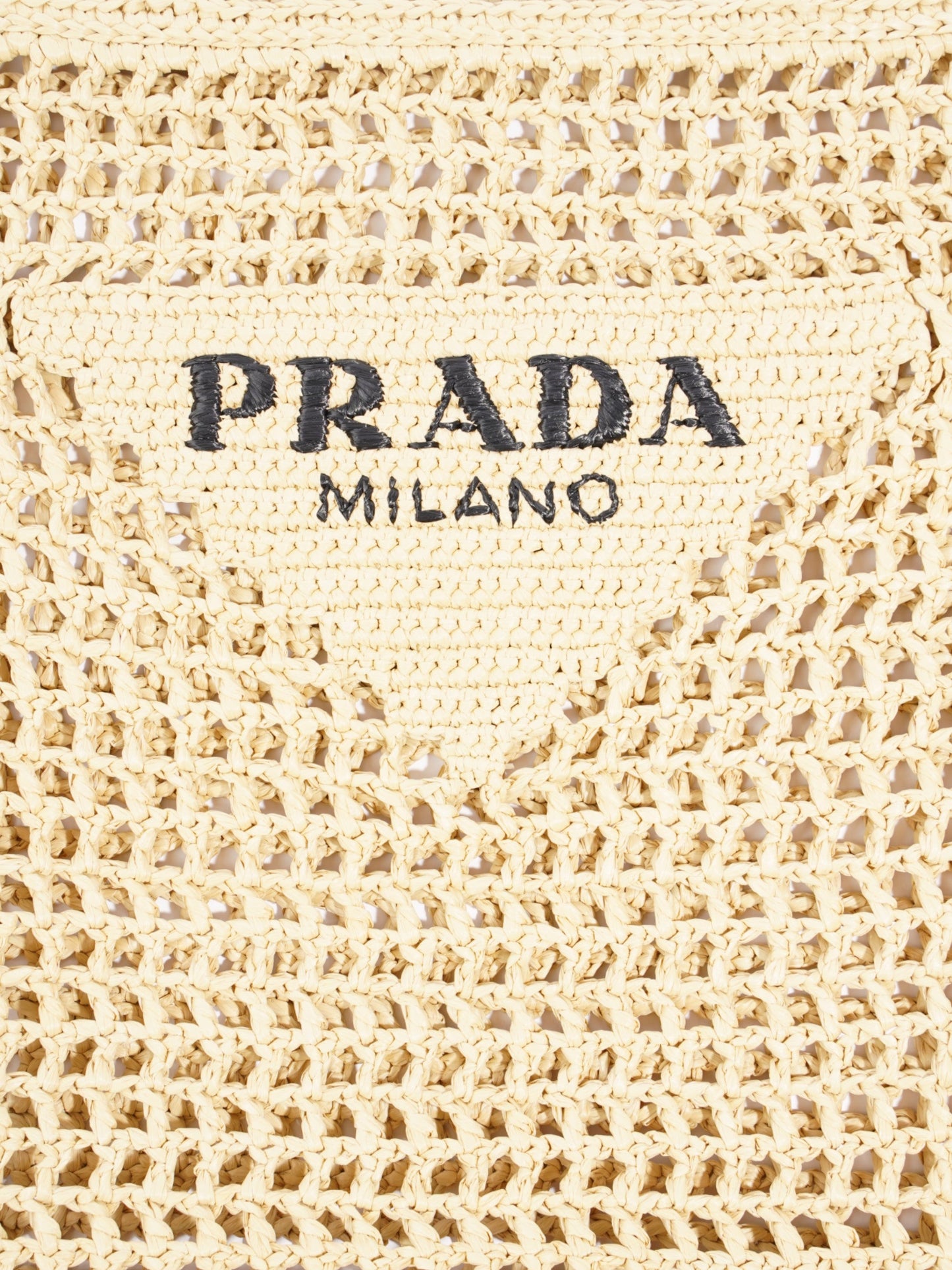 Prada Crochet Tote Natural Raffia Small