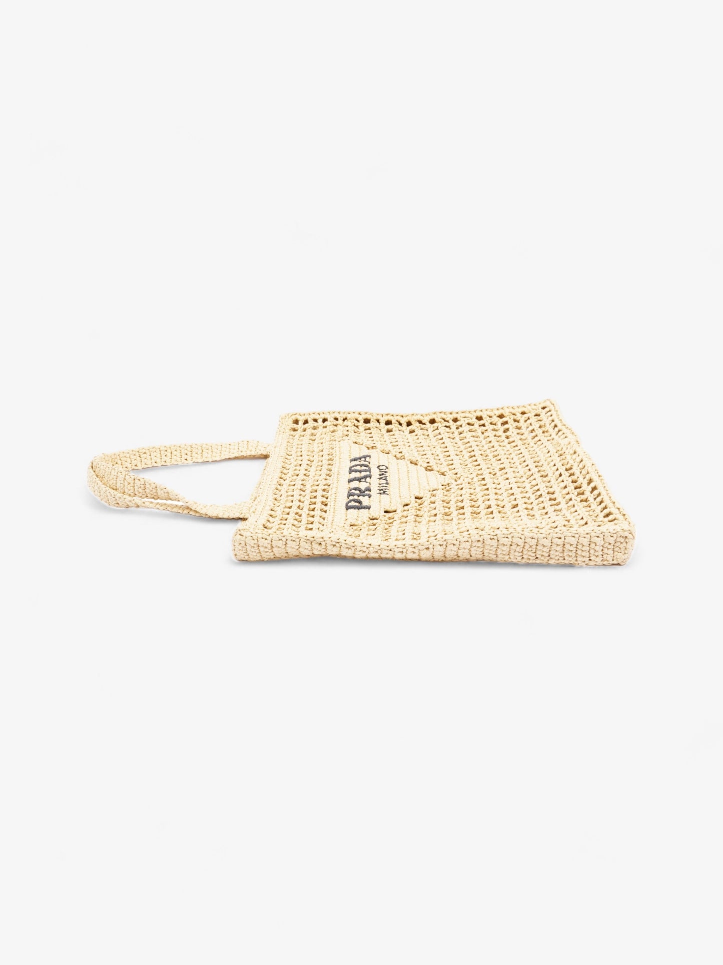 Prada Crochet Tote Natural Raffia Small
