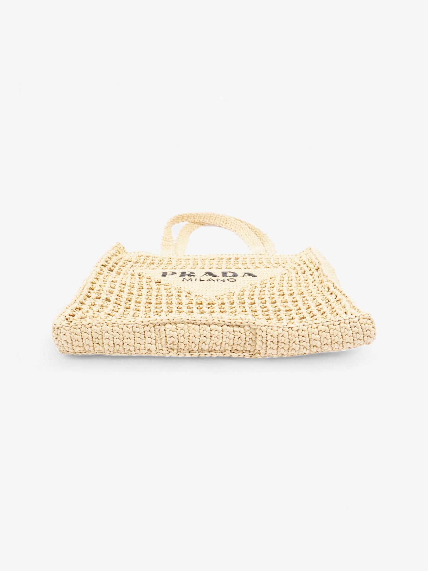 Prada Crochet Tote Natural Raffia Small