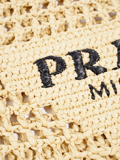 Prada Crochet Tote Natural Raffia Small
