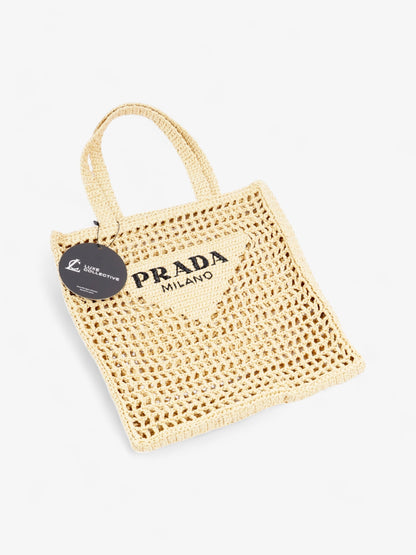 Prada Crochet Tote Natural Raffia Small