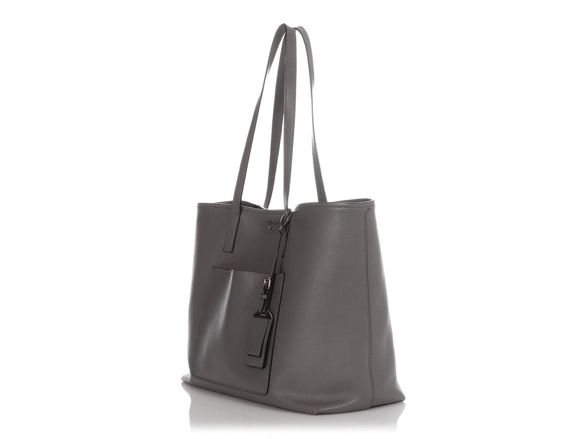 Prada Gray City Calf Shopping Tote