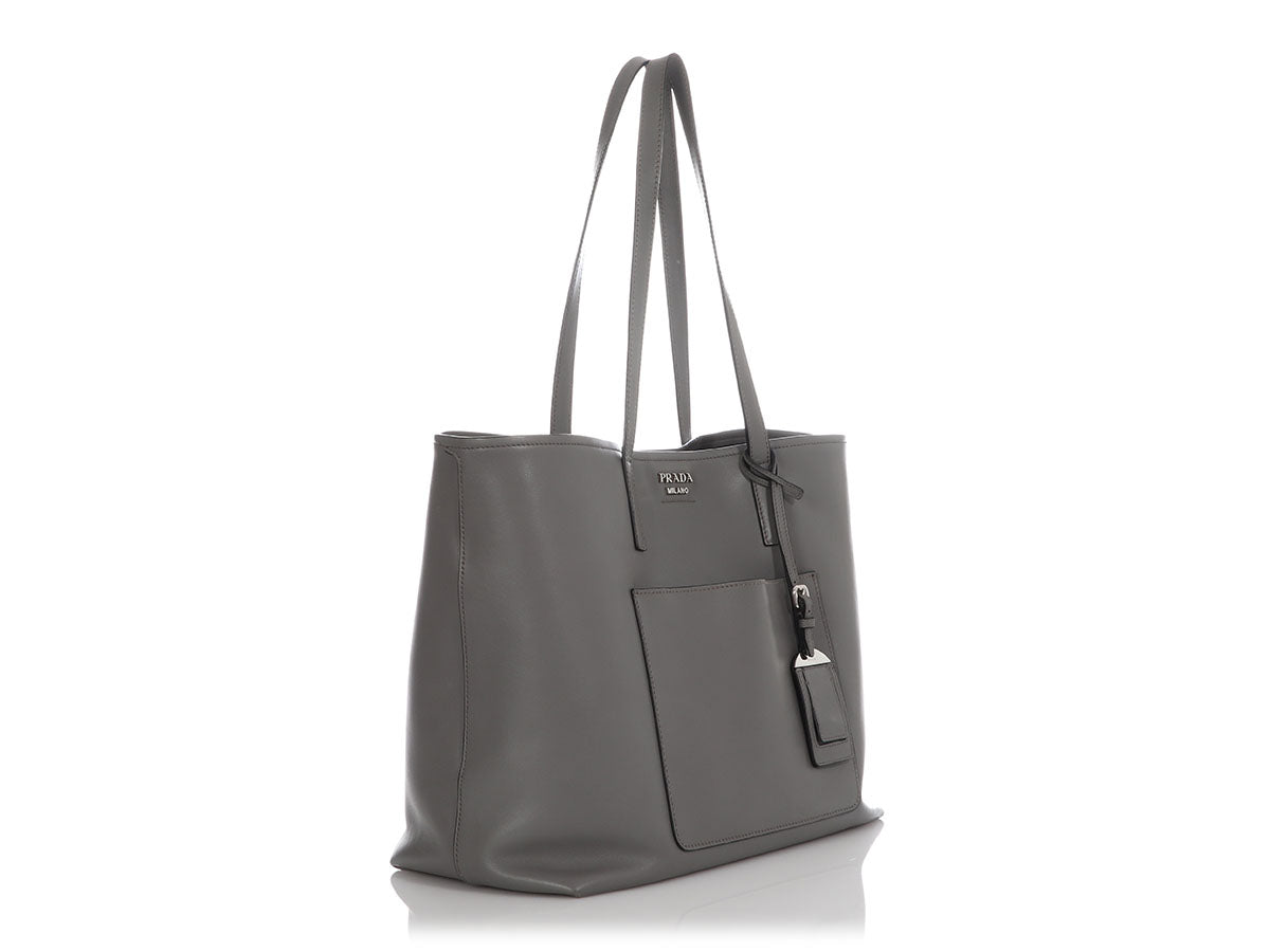 Prada Gray City Calf Shopping Tote
