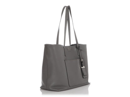 Prada Gray City Calf Shopping Tote