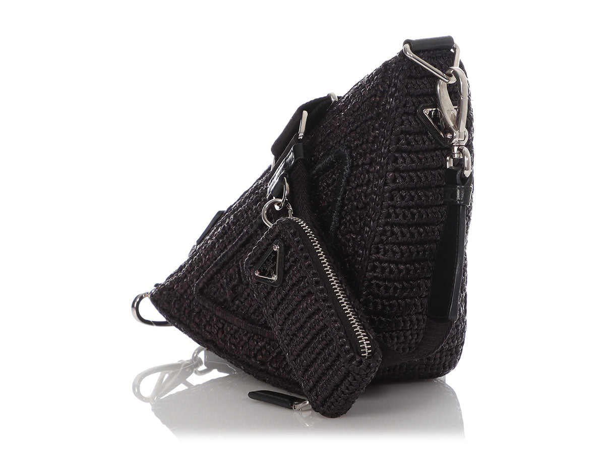 Prada Black Triangle Crochet Bag