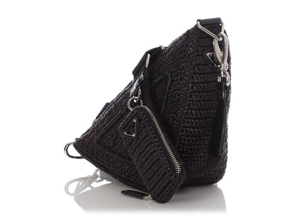 Prada Black Triangle Crochet Bag