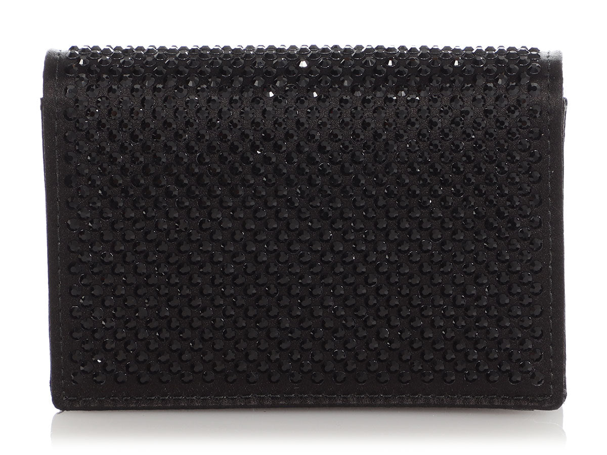 Prada Black Crystal Card Holder with Strap