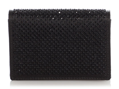 Prada Black Crystal Card Holder with Strap