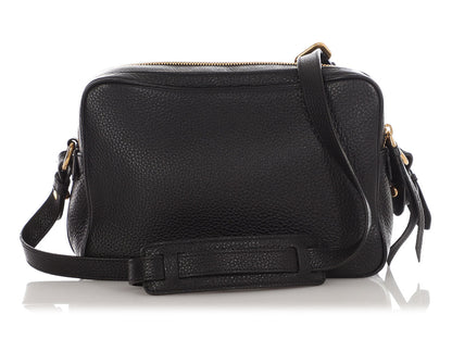 Prada Black Double Zip Vitello Phenix Camera Bag