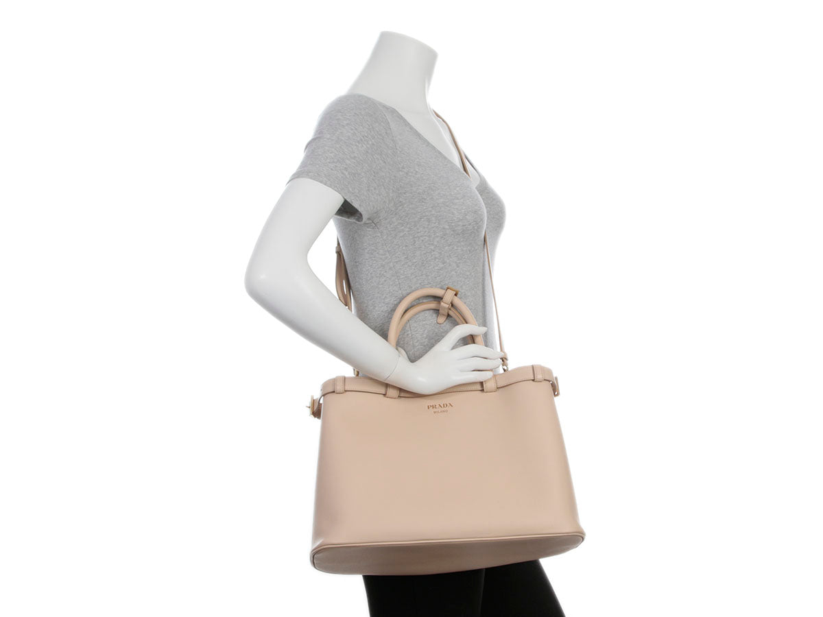 Prada Cream Double Belt Tote